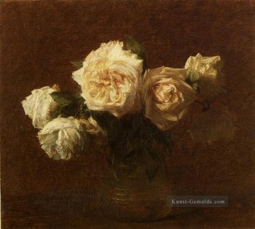  blumen - Gelb Rosa Rosen in einer Glasvase Blumenmaler Henri Fantin Latour